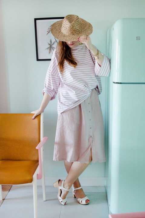 lniana spódnica, spódnica lniana midi, spódnica z lnu, spódnica lniana