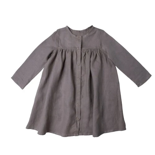 MamaKo sukienka lniana dla dziewczynki NAPY gladka sukienka lniana dla dzieci sukienka lniana dla dziewczynki lniana sukienka dla dziewczynki.webp