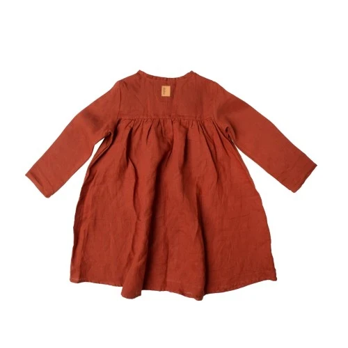 MamaKo sukienka lniana dla dziewczynki NAPY gladka sukienka lniana dla dzieci sukienka lniana dla dziewczynki lniana sukienka dla dziewczynki.webp