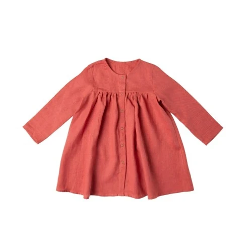 MamaKo sukienka lniana dla dziewczynki NAPY gladka sukienka lniana dla dzieci sukienka lniana dla dziewczynki lniana sukienka dla dziewczynki.webp