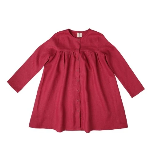 MamaKo sukienka lniana dla dziewczynki NAPY gladka sukienka lniana dla dzieci sukienka lniana dla dziewczynki lniana sukienka dla dziewczynki.webp